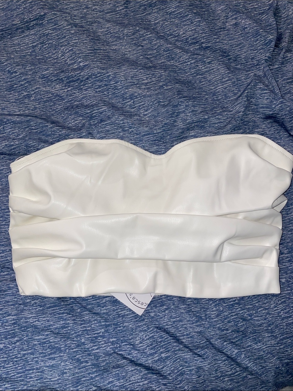 Strapless White Pleated One-Piece Bodysuit
